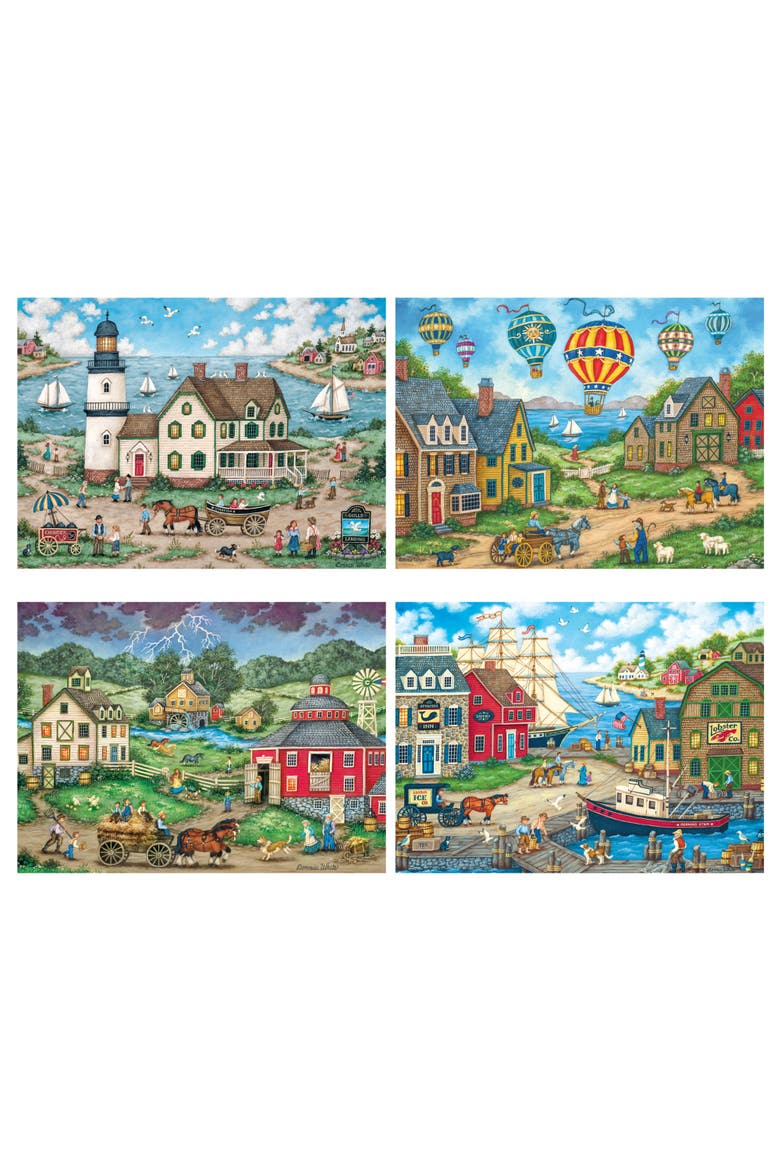 Hometown Gallery 500pc Puzzles 4 Pack, Alternate, color, Multicolor