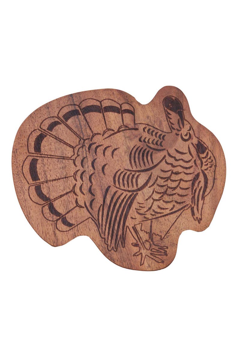 Thanksgiving Turkey Wood Coasters Set of 4, Alternate, color, Brown