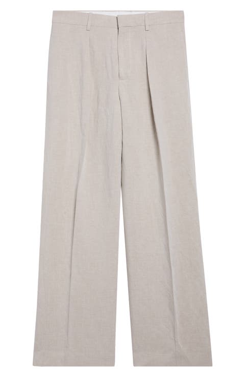 Linen & Nylon Straight Leg Pants