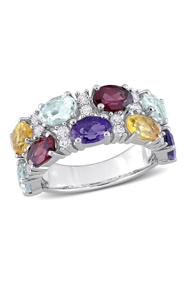 Multi-Gemstone Band Ring Sterling Silver, Main, color, Multi-Gemstone