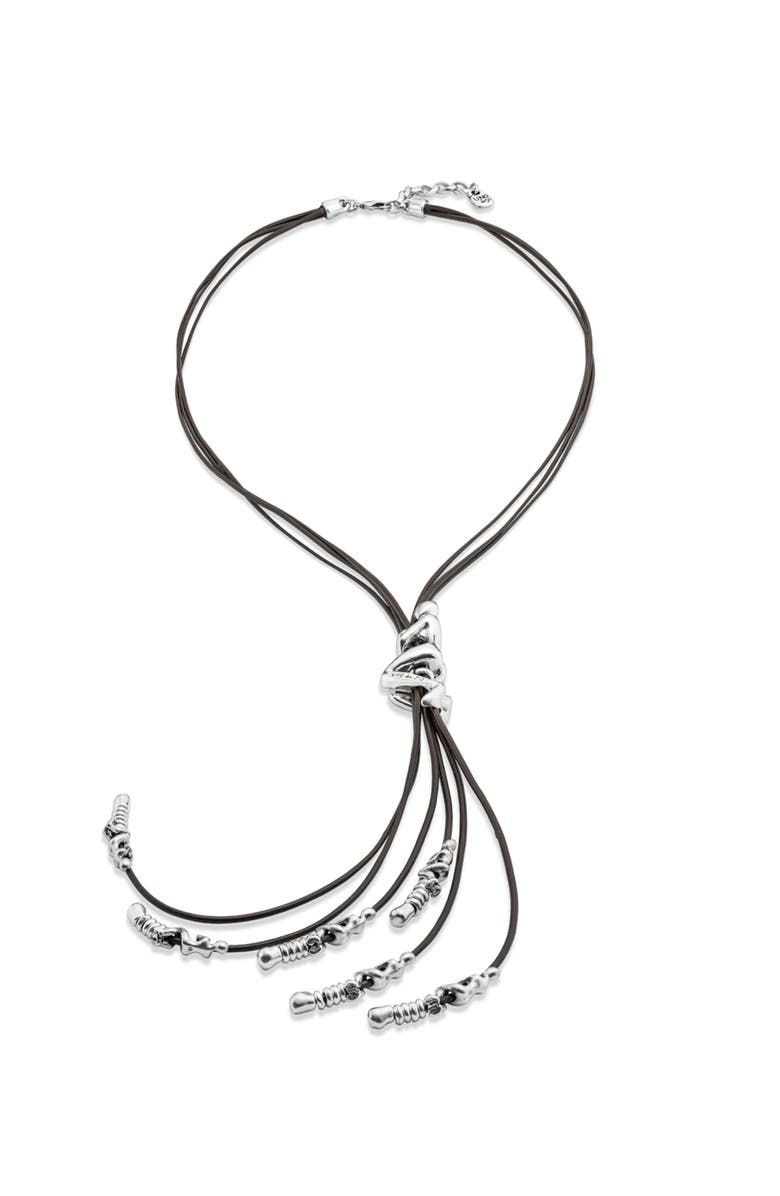 UNODE50 Sterling silver-plated leather necklace, Main, color, Silver