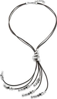 UNODE50 Sterling silver-plated leather necklace