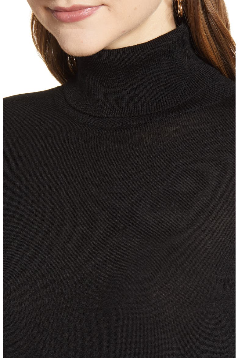 Turtleneck Merino Wool Blend Sweater, Alternate, color, BLACK
