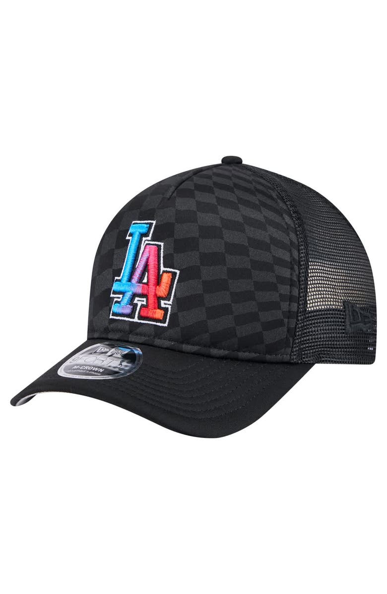 New Era Men's New Era Black Los Angeles Dodgers Gradient 9FORTY A-Frame M-Crown Trucker Adjustable Hat, Main, color, Black