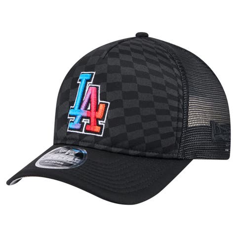 Men's New Era Black Los Angeles Dodgers Gradient 9FORTY A-Frame M-Crown Trucker Adjustable Hat