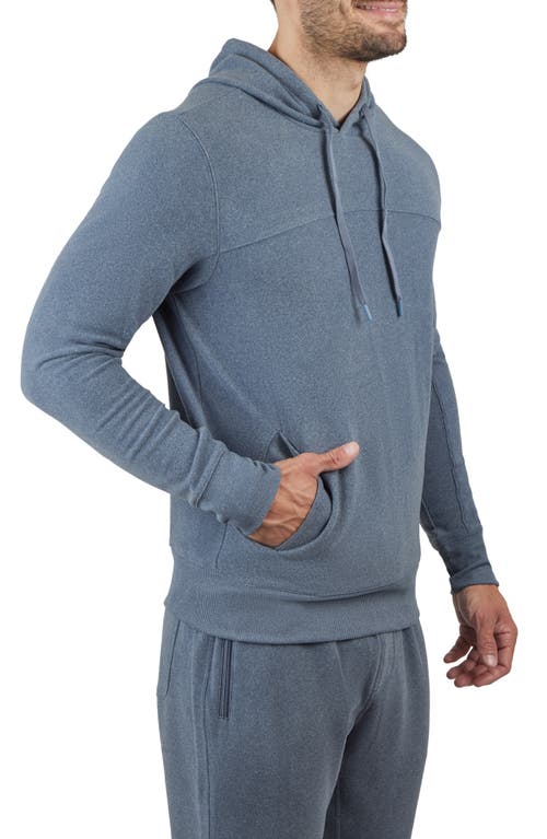 90 Degree By Reflex Ultra Mélange Fleece Hoodie In Navy Blazer