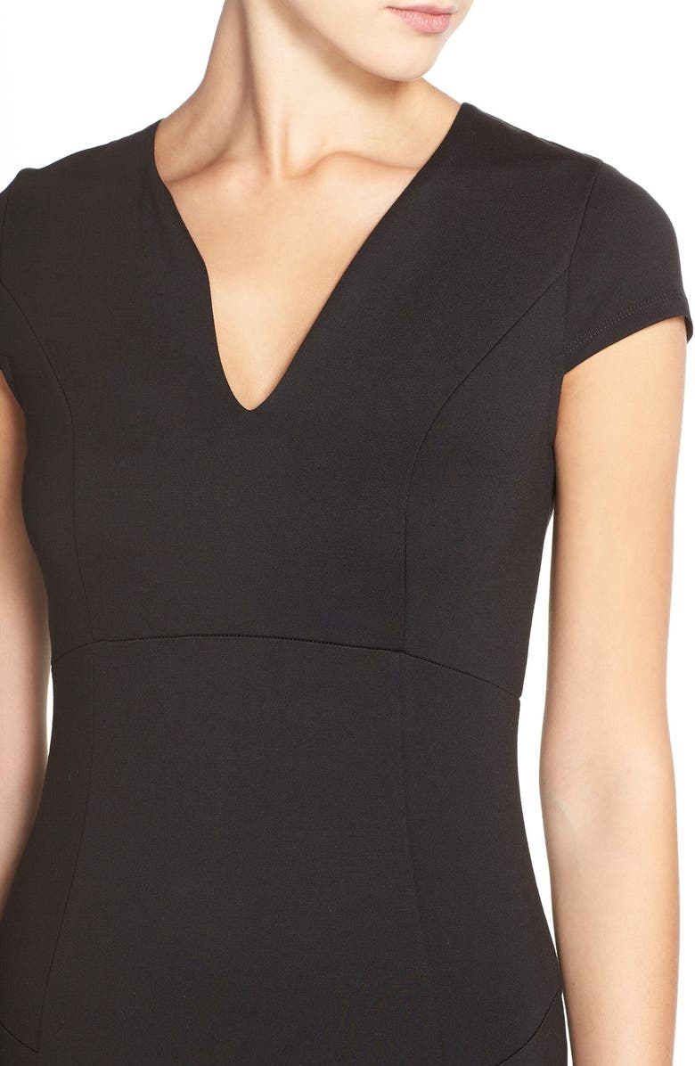 Felicity & Coco V-Neck Ponte Knit Midi Sheath Dress, Alternate, color, 