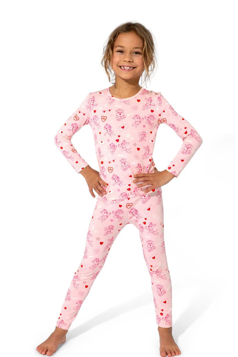 Kids' PAW Valentine Pink Set of 2 Piece Pajamas, Alternate, color, PAW Valentine Pink