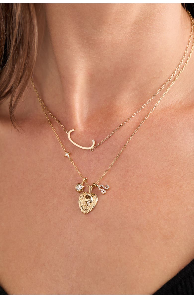 Alex and Ani Leo Zodiac Charm Cluster Necklace, Alternate, color, Gold