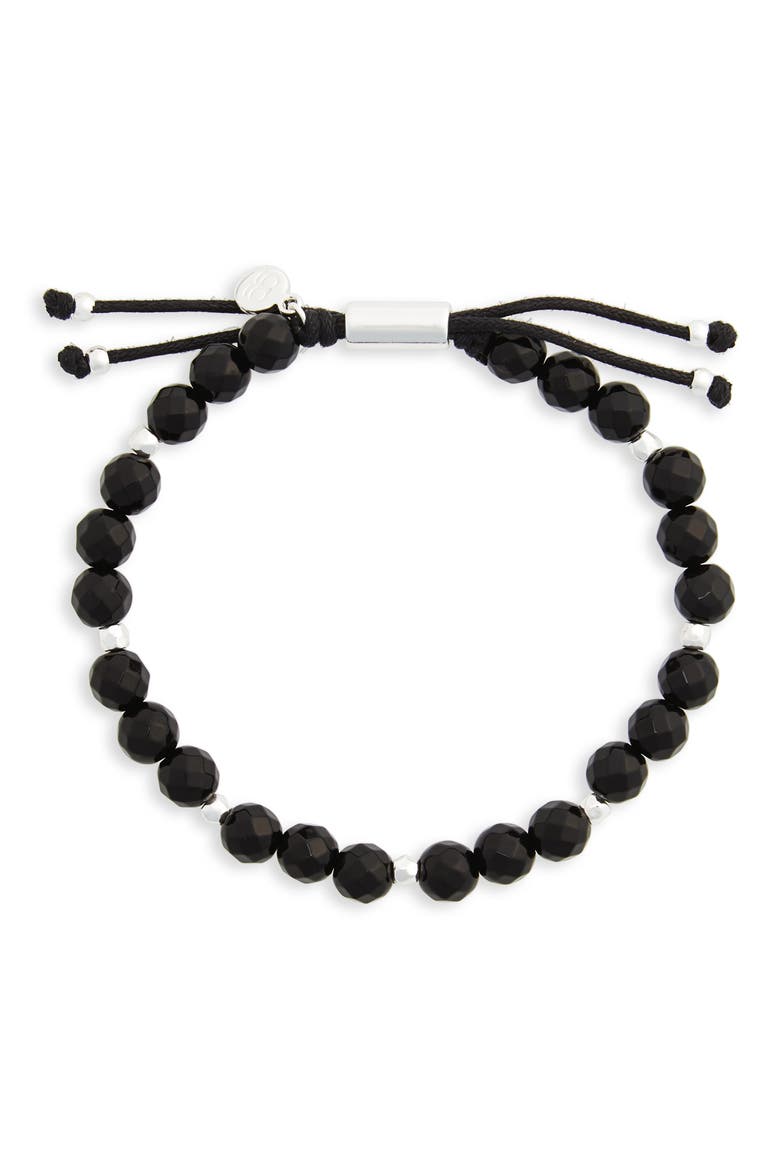 Power Gemstone Beaded Bracelet, Main, color, BLACK ONYX / SILVER