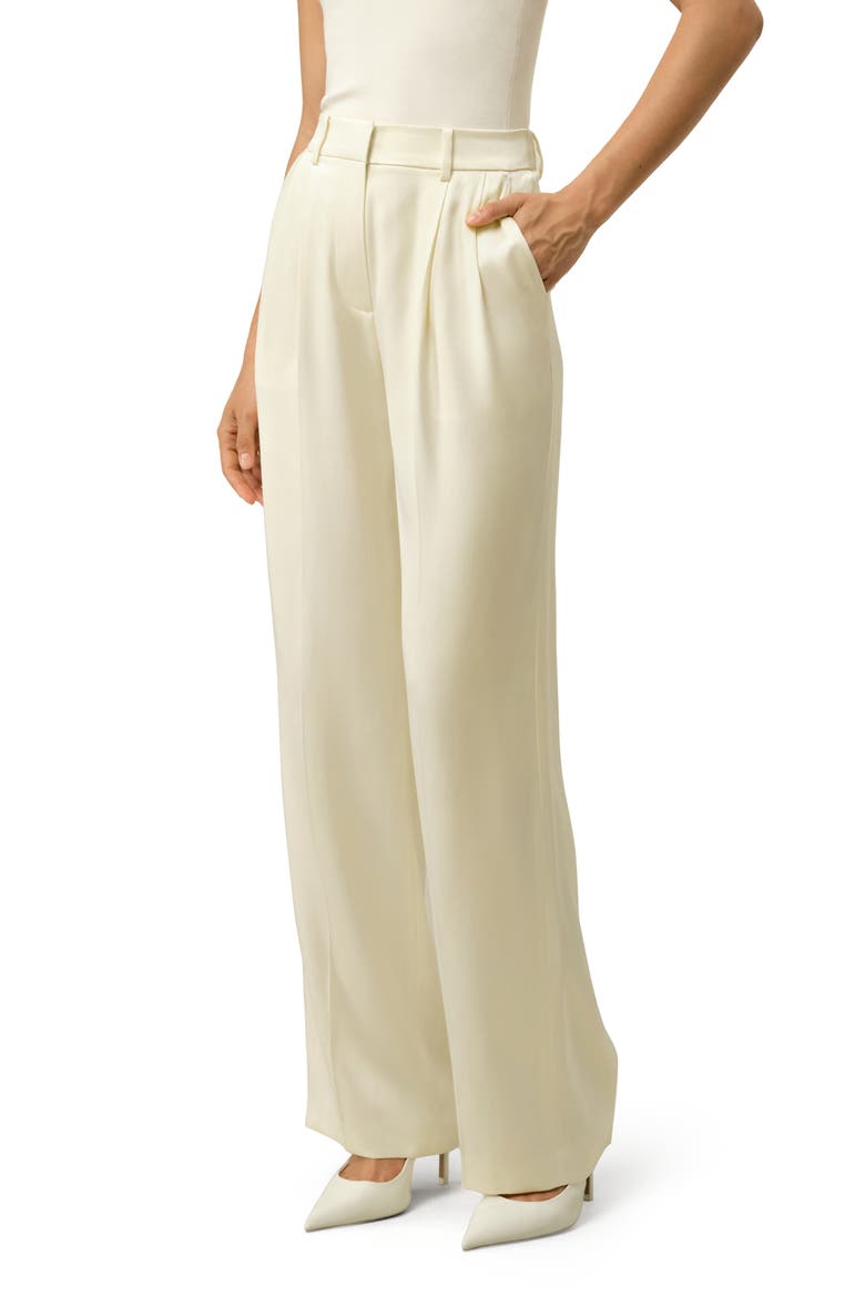 Women's Heavy-Weight  Silk Charmeuse Straight Leg Pants, Main, color, Lily White