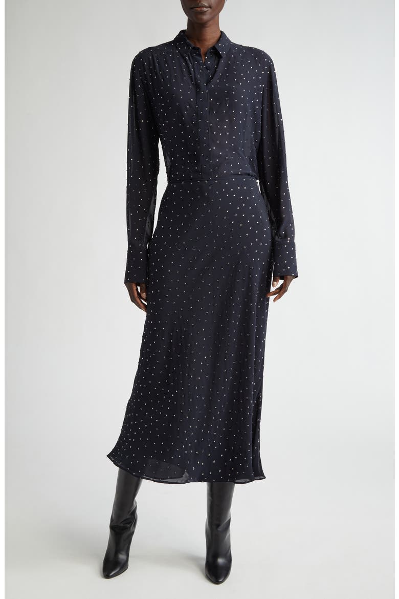 Kinski Crystal Embellished Georgette Skirt, Alternate, color, 000400 NAVY