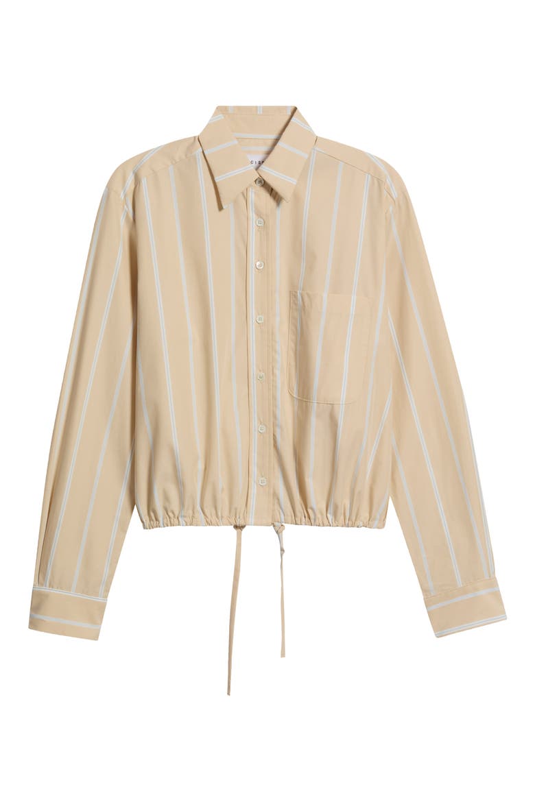 Long Sleeve Stripe Cinch Button-Up Top, Alternate, color, BARE LINE STRIPE