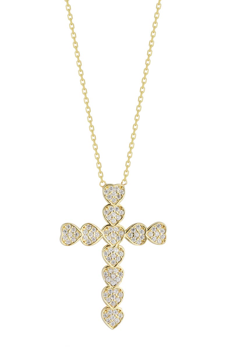 SPHERA MILANO Cubic Zirconia Heart Cross Necklace, Main, color,