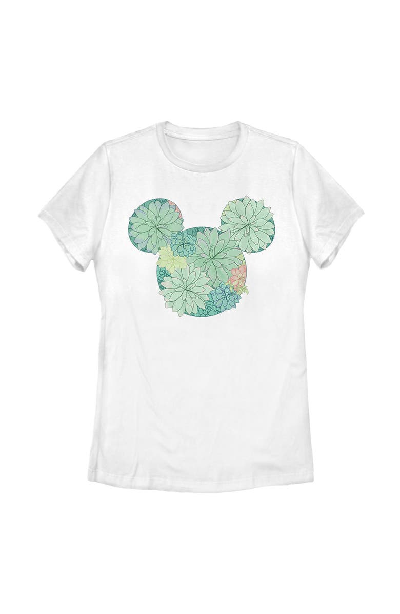 Mickey & Friends Women's Mickey & Friends Botanical Logo  Graphic T-Shirt, Main, color, White