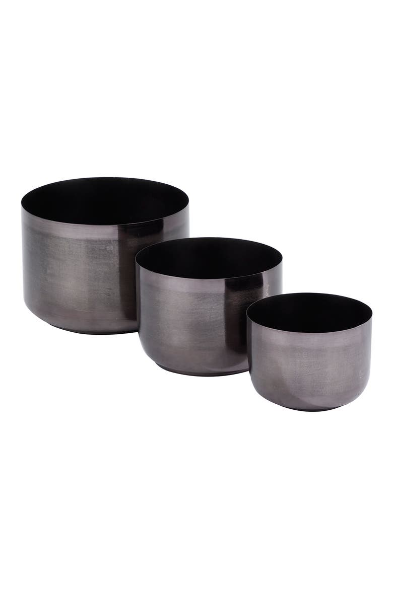 Black Metal Modern Planter, Alternate, color, BLACK