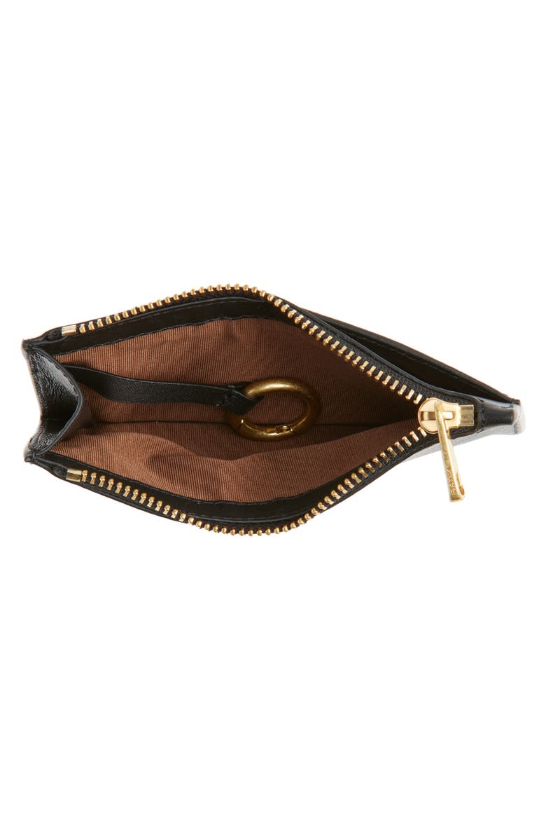 Leather Zip-Top Card Case, Alternate, color, BLACK