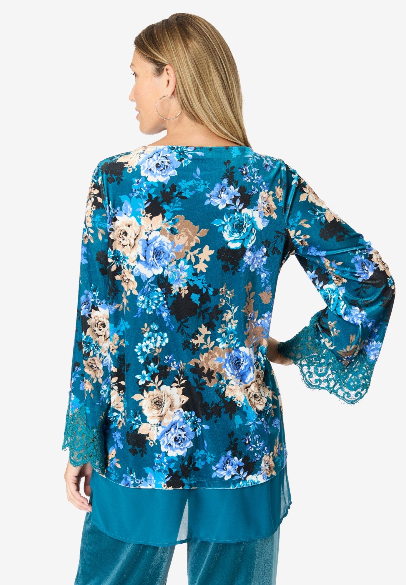 Lace-Trim Velour Tunic - image 2