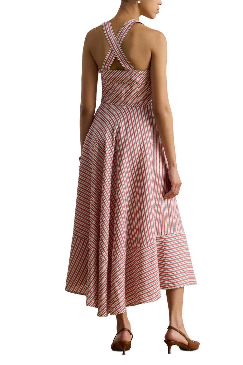striped linen midi dress Banana Republic Utility Striped Linen Blend Midi Dress Antique Blue XS NEW