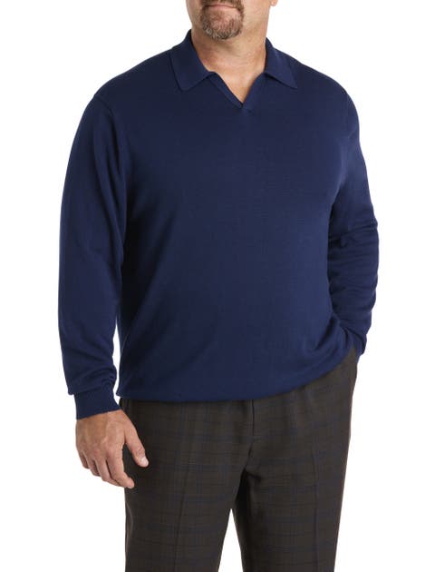 Big & Tall Notched Polo Sweater