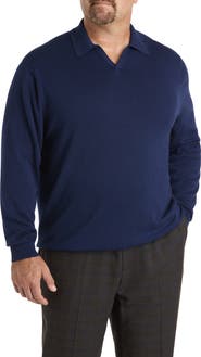 Oak Hill by DXL Big & Tall Notched Polo Sweater