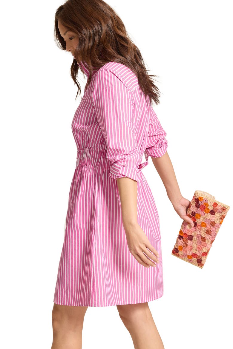 Sunlit Stripe Long Sleeve Shirtdress, Alternate, color, VERY BERRY