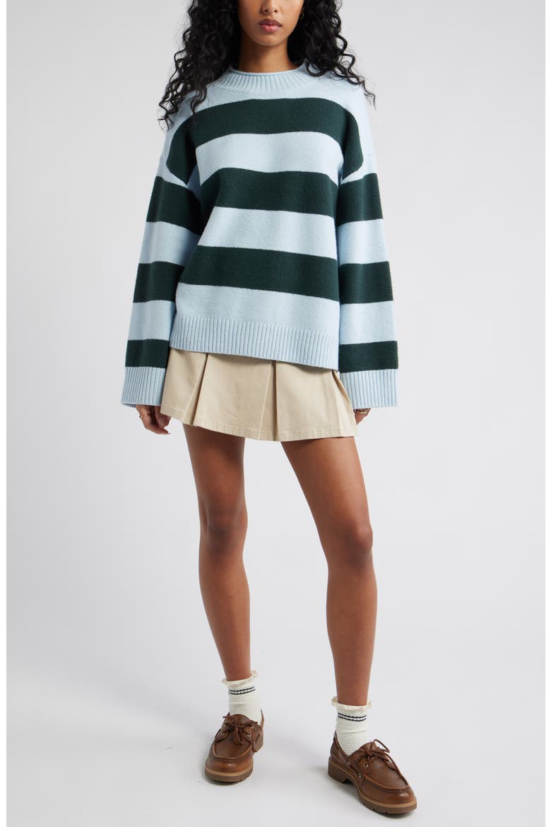 Everyday Easy Cotton Blend Sweater, Alternate, color, BLUE- GREEN SURI STRIPE