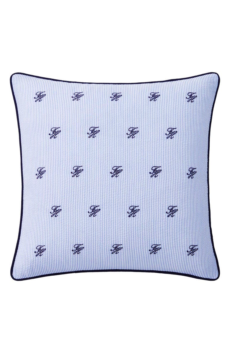 Tommy Hilfiger Riviera Monogram Accent Pillow, Main, color, Deep Blue
