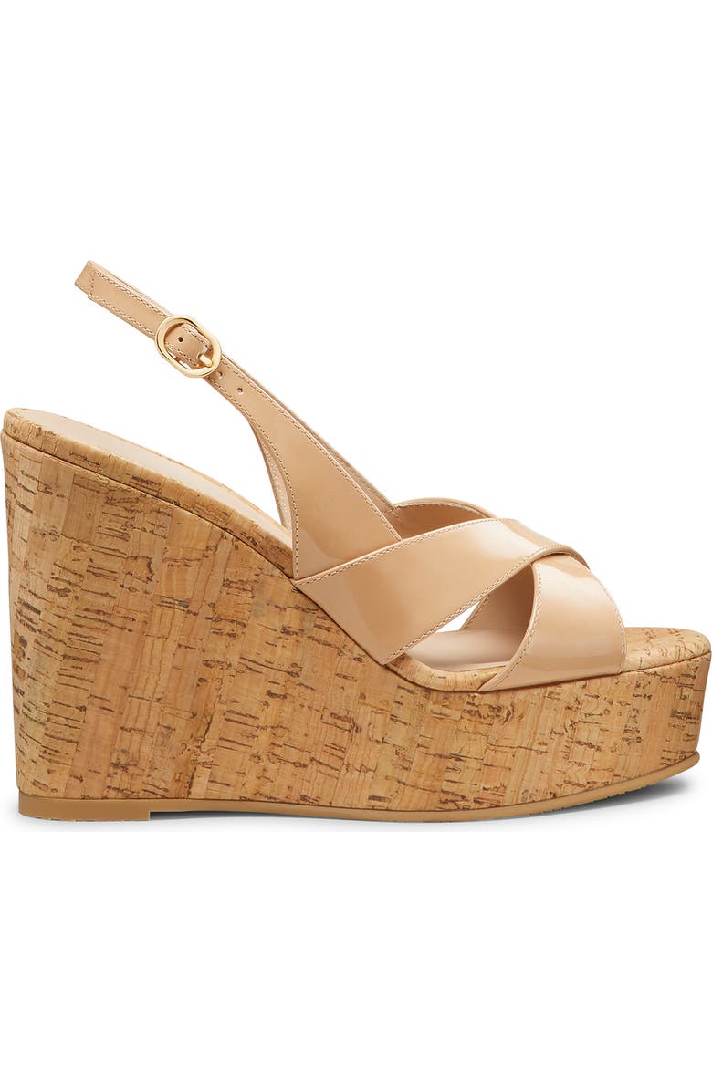 Stuart Weitzman Dayna Slingback Platform Wedge Sandal, Alternate, color, Adobe