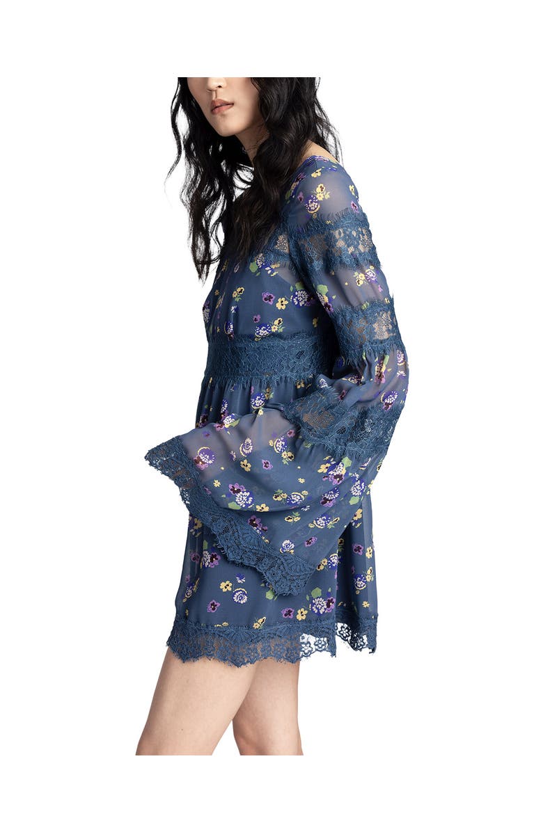 Anna Sui Night Blooming Chiffon Dress, Alternate, color, Indigo Multi