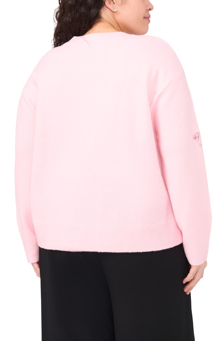 CeCe Lace Bow Inset Sweater, Alternate, color, Pink Horizon