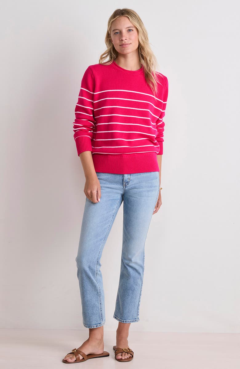 vineyard vines Stripe Cotton Roll Neck Sweater, Alternate, color, Molly Stripe Pink