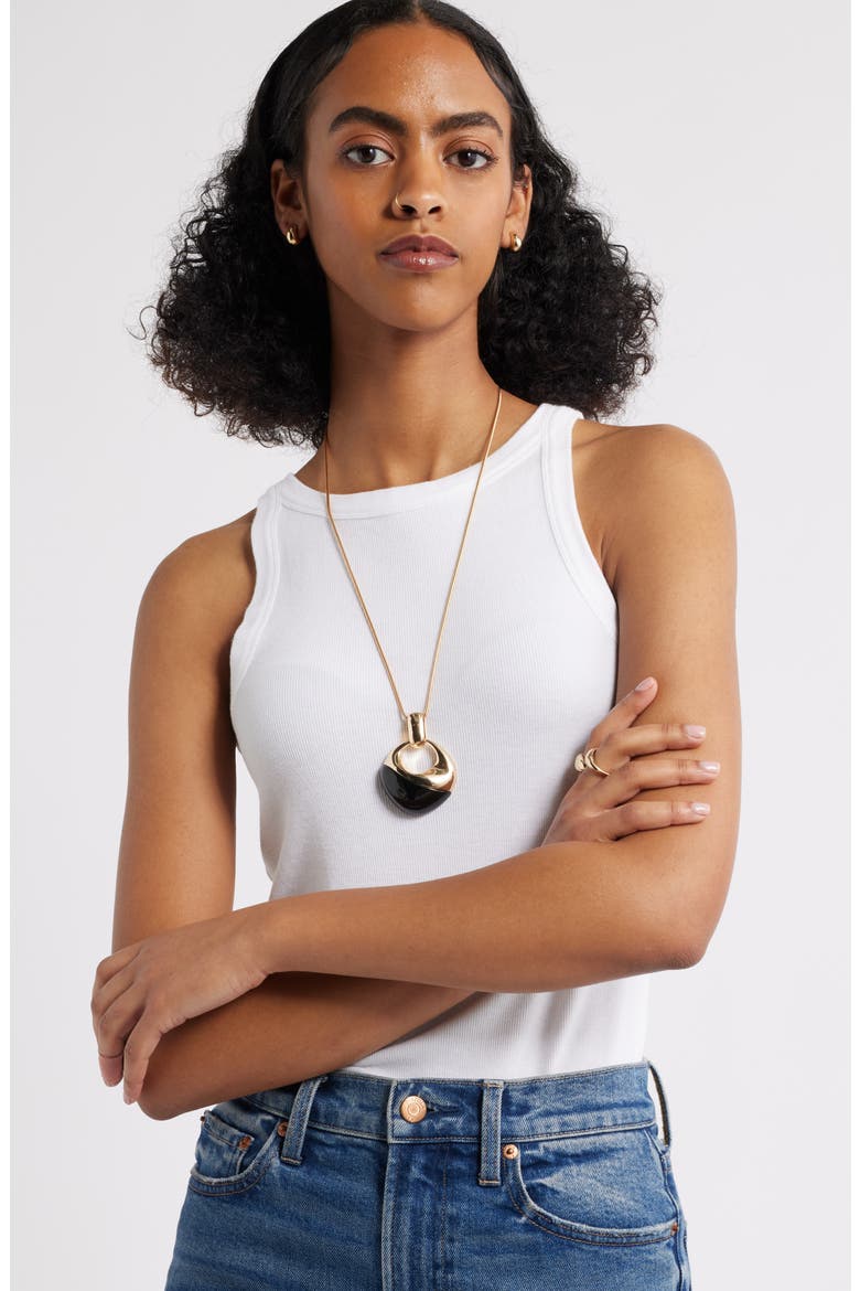 Pendant Necklace, Alternate, color, BLACK- GOLD