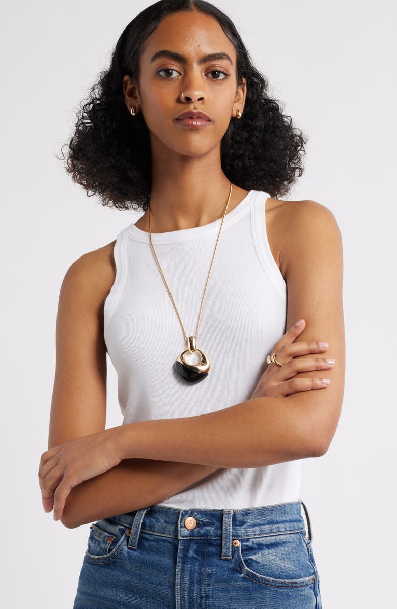 Open Edit Pendant Necklace, Alternate, color, Black- Gold