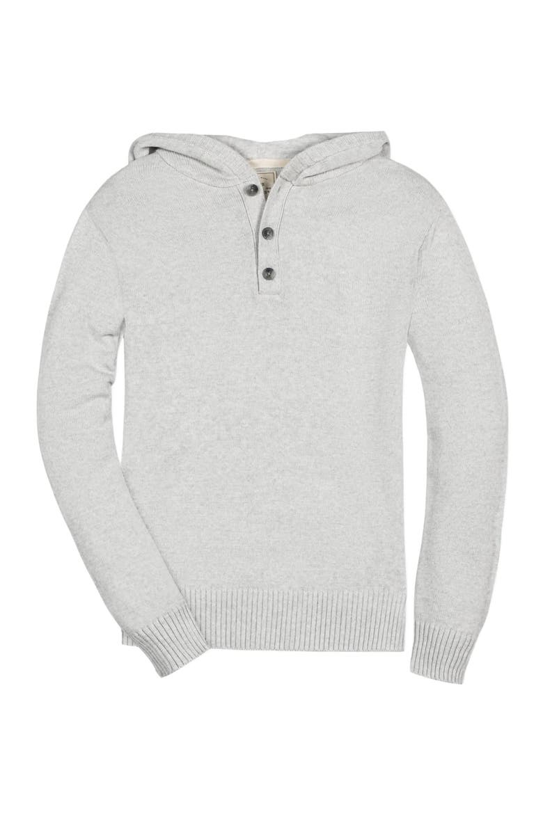 Men's Organic Henley Sweater Hoodie, Alternate, color, Light Gray Heather