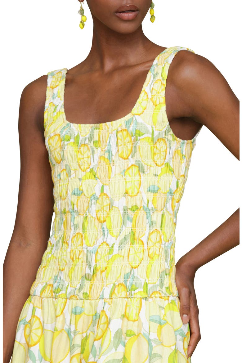 Smocked Sleeveless Fit & Flare Maxi Dress, Alternate, color, LIMONCELLO