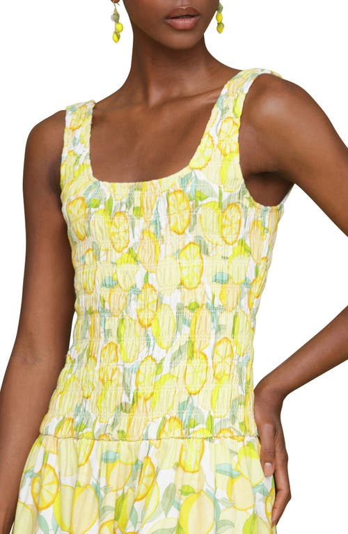 Avec Les Filles Smocked Sleeveless Fit & Flare Maxi Dress In Limoncello