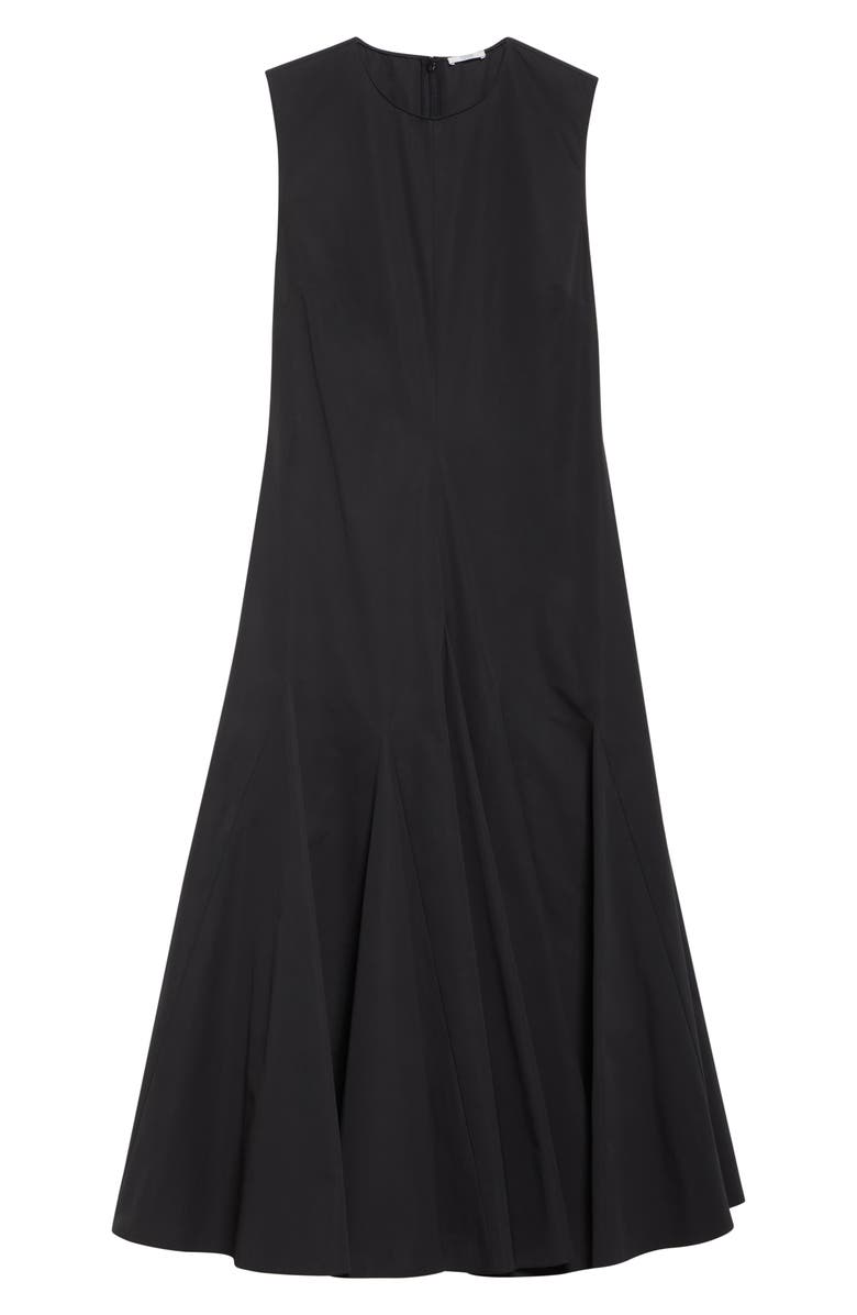 FFORME Colette Godet Flared Cotton Poplin Midi Dress, Alternate, color, Black