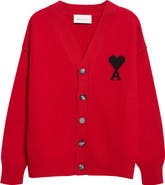 AMI PARIS Ami de Coeur Intarsia Wool Cardigan