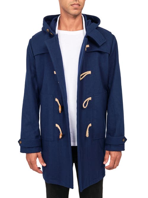 Construct Solid Wool Toggle Coat In Navy