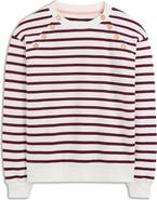 Boden Button Detail Stripe Cotton Sweatshirt