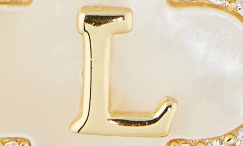 Argento Vivo Sterling Silver Clover Mother-of-pearl Initial Pendant Necklace In Gold