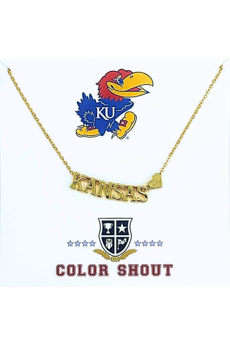 Kansas University Gold Heart Necklace, Main, color, Yellow Gold
