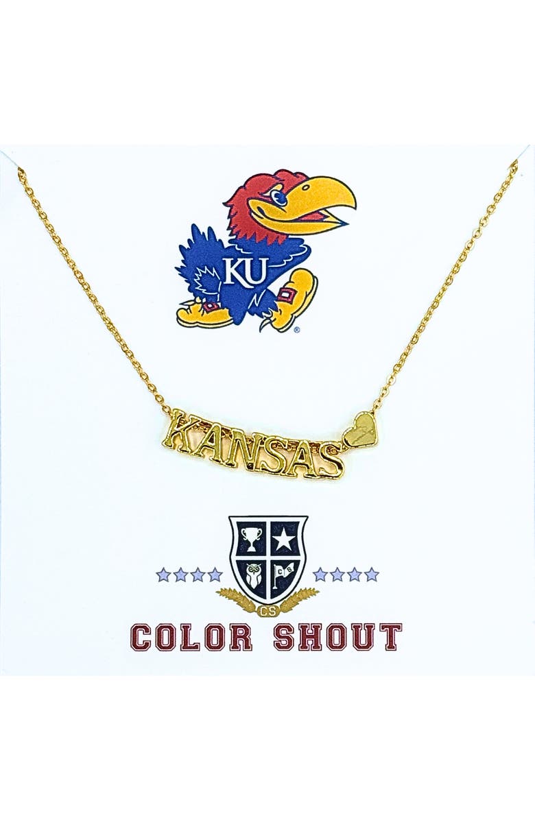 Color Shout Kansas University Gold Heart Necklace, Main, color, Yellow Gold