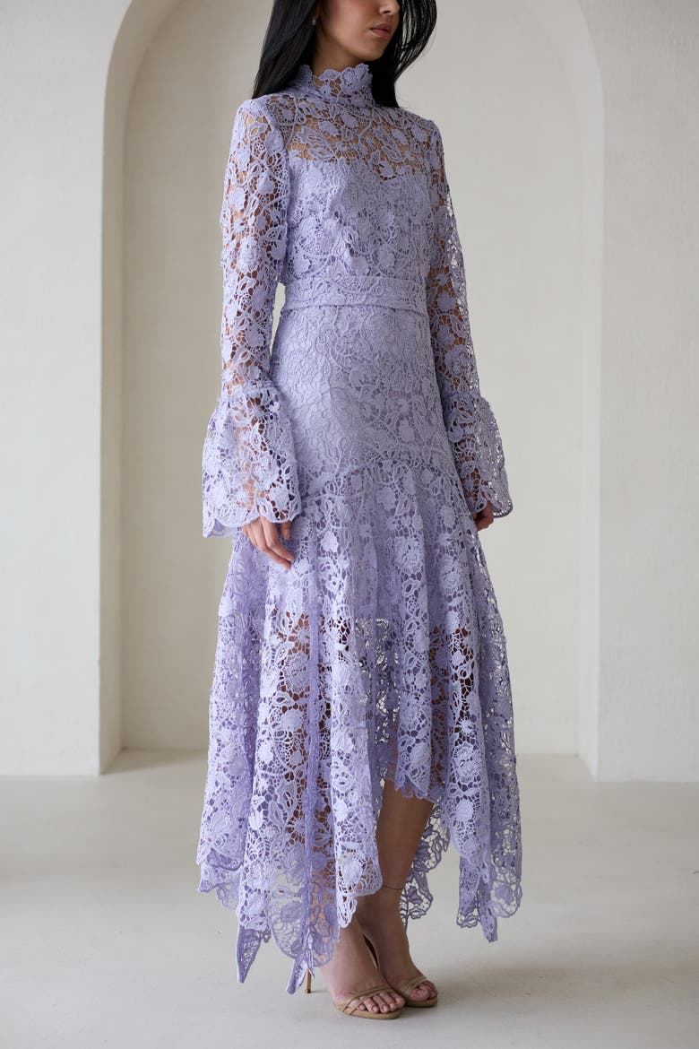 Leila High Neck Lace Dress Lilac, Alternate, color, Lilac