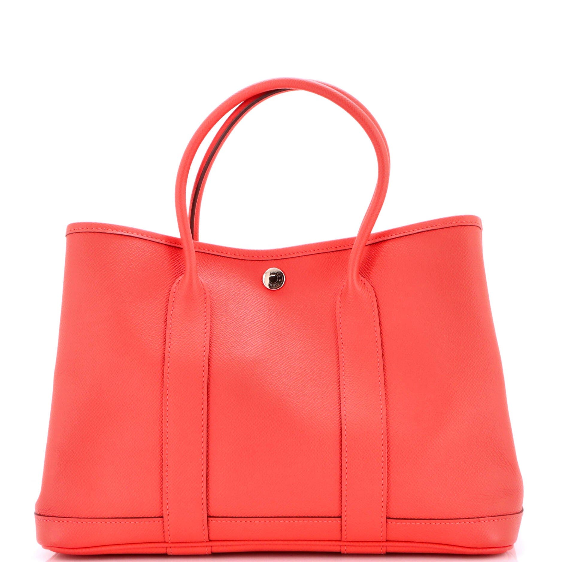 Pre-Owned Hermes Garden Party Tote Leather 30, Main, color, Rouge Pivoine