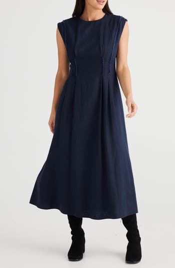 Brave + True Brave+true Fortuna Sleeveless A-line Dress In Navy