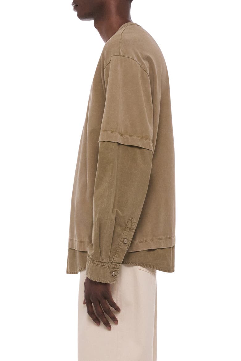 Layered Long Sleeve Cotton T-Shirt, Alternate, color, OCHRE