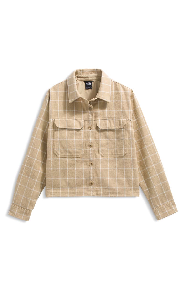 The North Face Valley Plaid Organic Cotton Flannel Shirt Jacket, Alternate, color, Khaki Stone Grid Large Plaid