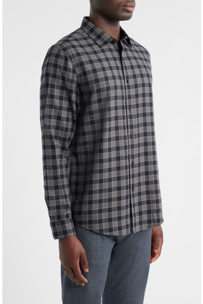 Flannel Button-Up Shirt, Alternate, color, GREY MAGNET CAREY CHECK